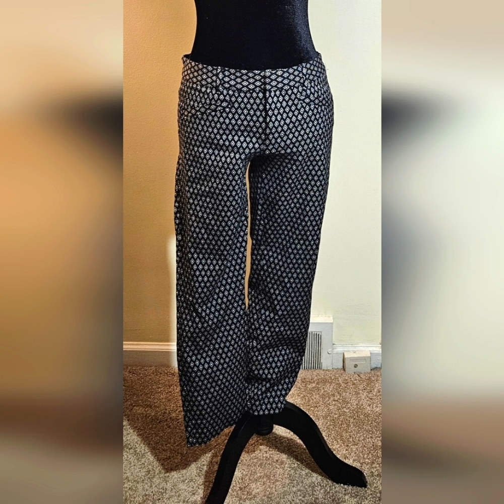 Gap Skinny Cropped Pants Womens Size  8 Black White Cotton Stretch
